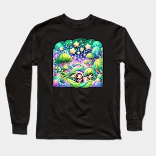 Enchanted Forest Starry Night Cute Tee Long Sleeve T-Shirt